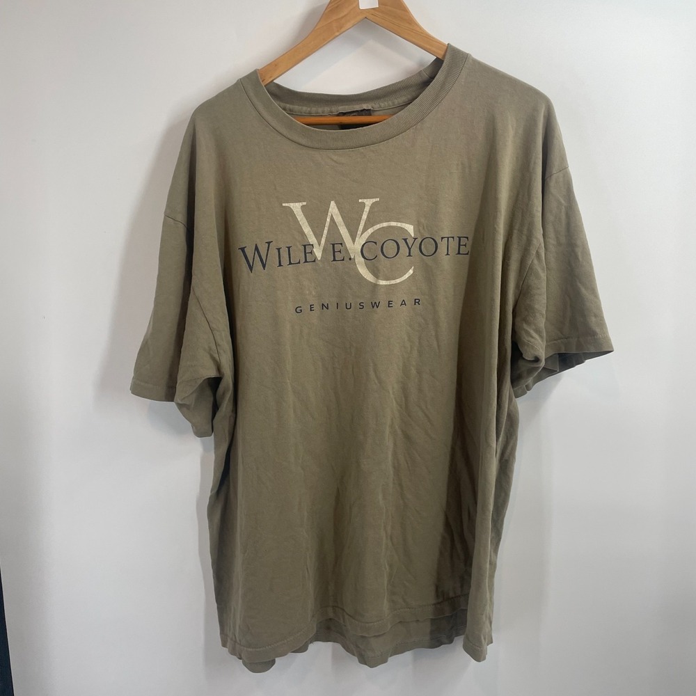 Vintage 1995 Changes Wile E. Coyote Geniuswear Looney Tunes Tee Green Mens XL